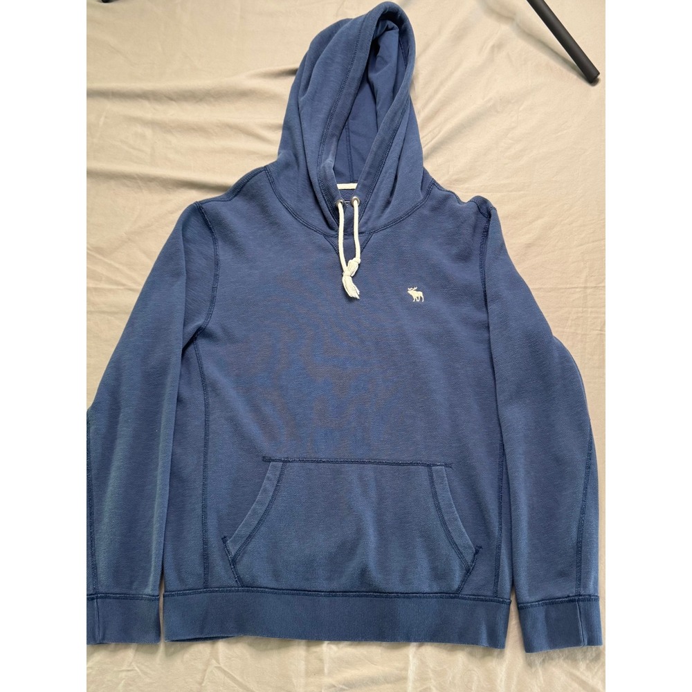 Abercrombie & Fitch Moose Logo Hoodie Blue Pullover Size M